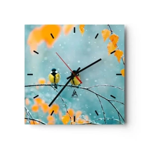 Wall clock - Clock on glass - Birdy Gossip - 30x30 cm
