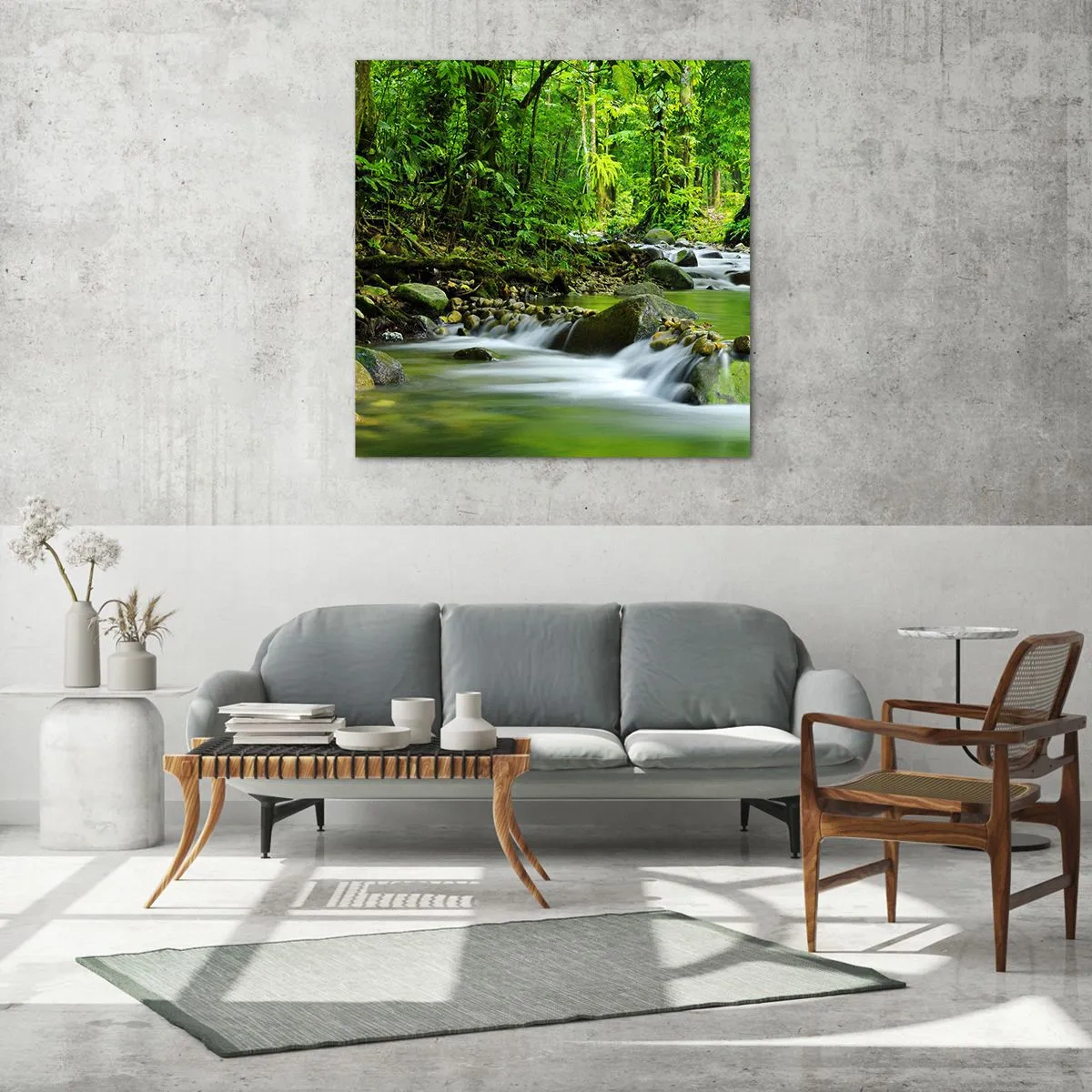 Glass picture - Swimming in the Sea of Green - 50x50 cm