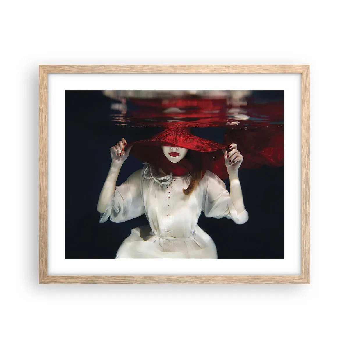 Poster in light oak frame - Mysterious Woman - 50x40 cm