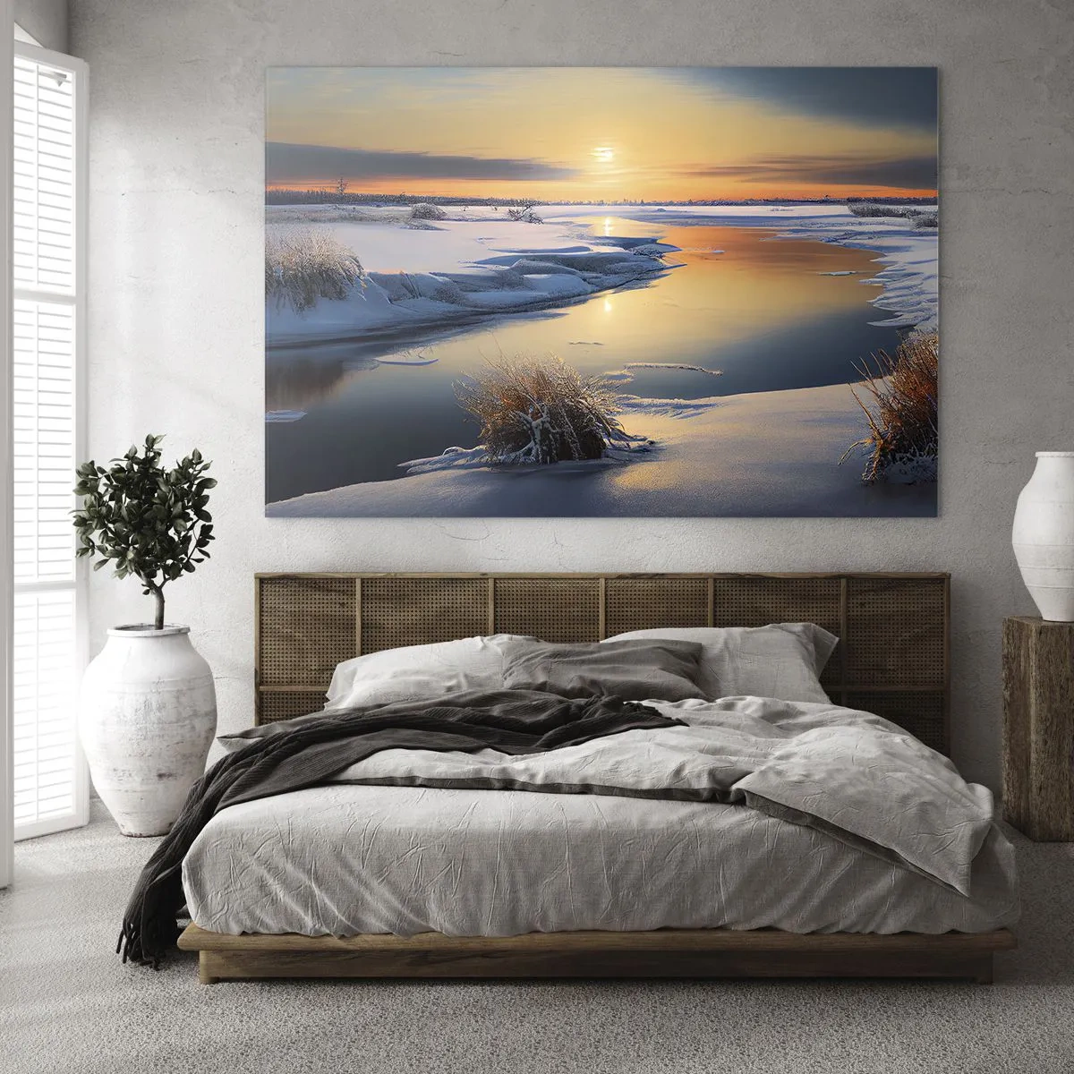 Glass picture - Winter Sunset - 100x70 cm