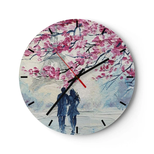 Wall clock - Clock on glass - Romantic Walk - 40x40 cm