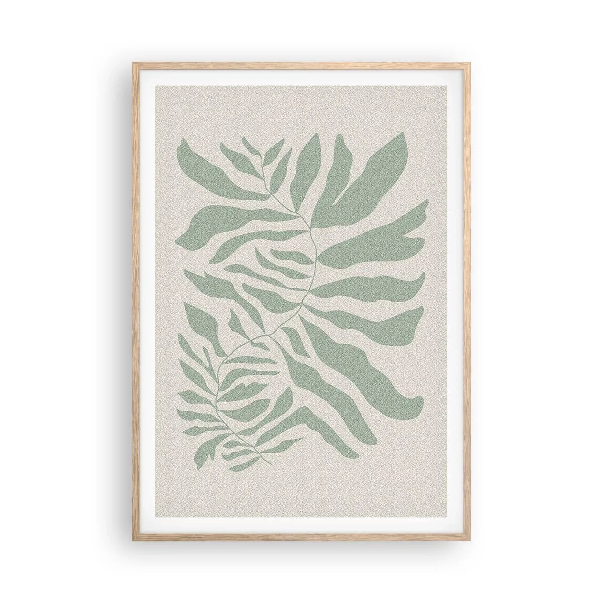 Poster in light oak frame - Emerald Branch - 70x100 cm
