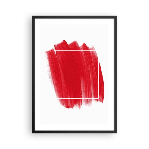 Poster in black frame - Red brush with white outline in a minimalist style - 50x70cm - Without a Frame - Modern wall decoration for the living room and bedroom ARTTOR