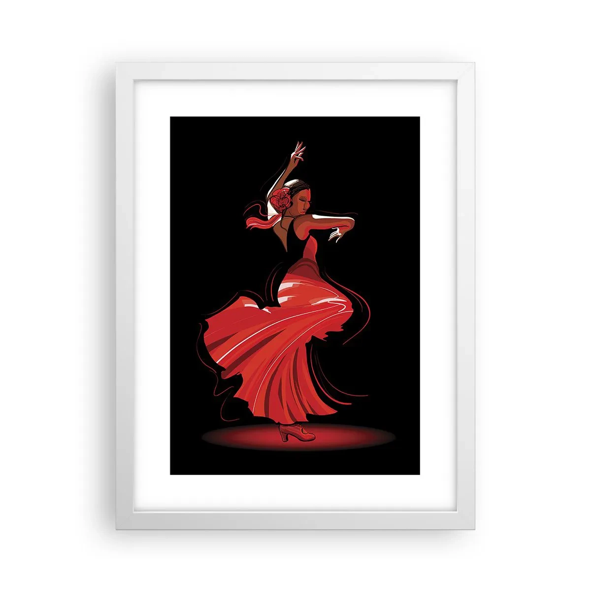 Poster in white frmae - Fiery Spirit of Flamenco - 30x40 cm