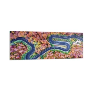 Glass picture - Winding Path through a Forest - 90x30 cm