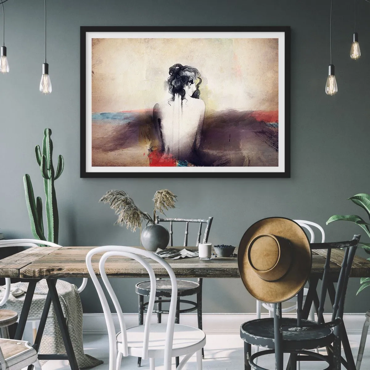 Poster in black frame - Gentle Lines, Oval Shapes - 50x40 cm