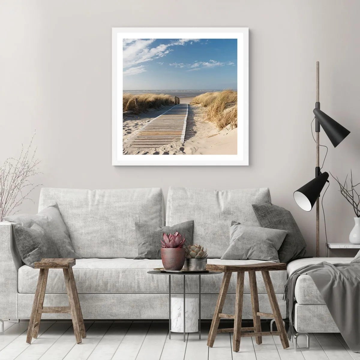 Poster in white frmae - Behind a Dune, in the Hum of Trees - 50x50 cm