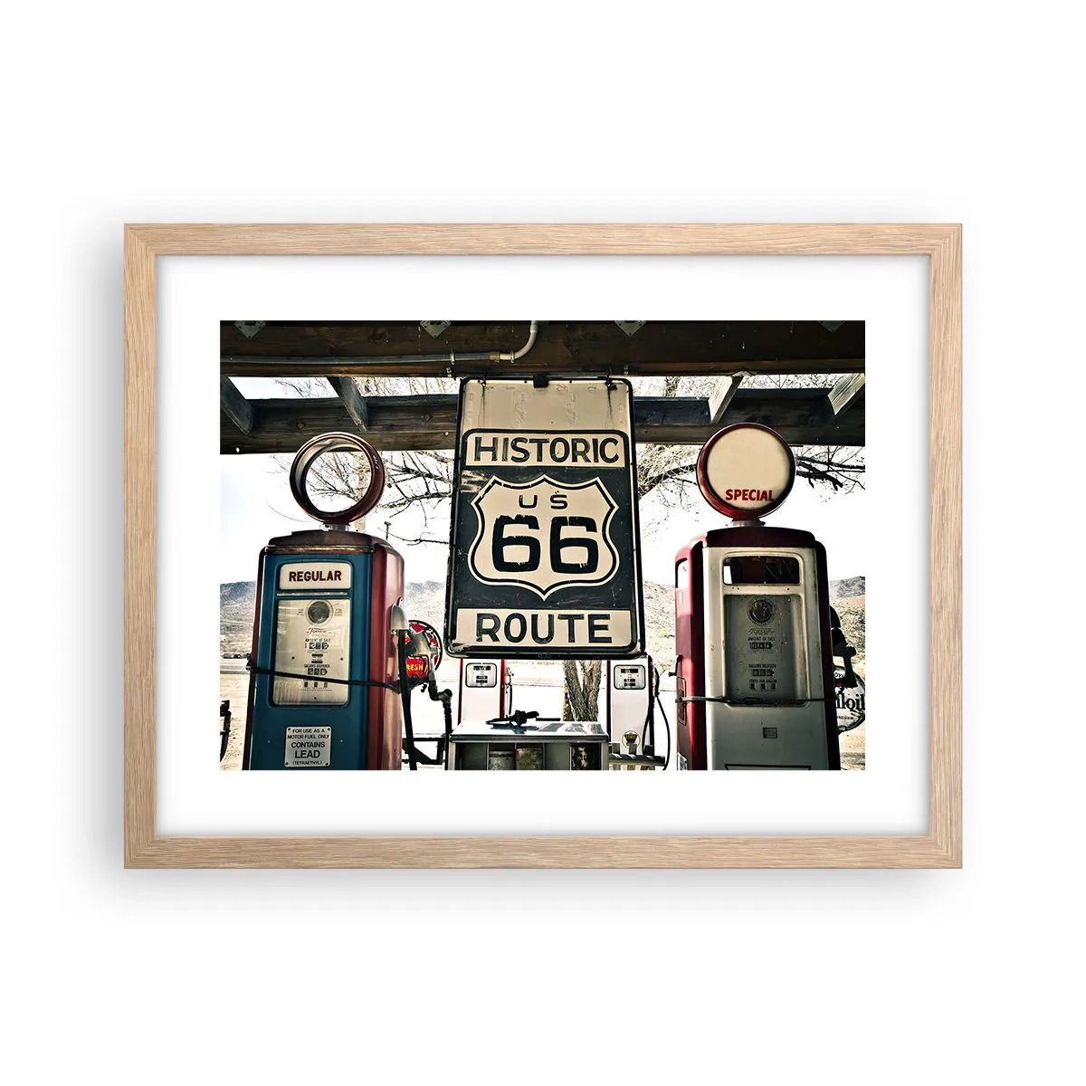 Poster in light oak frame - American Retro Trip - 40x30 cm