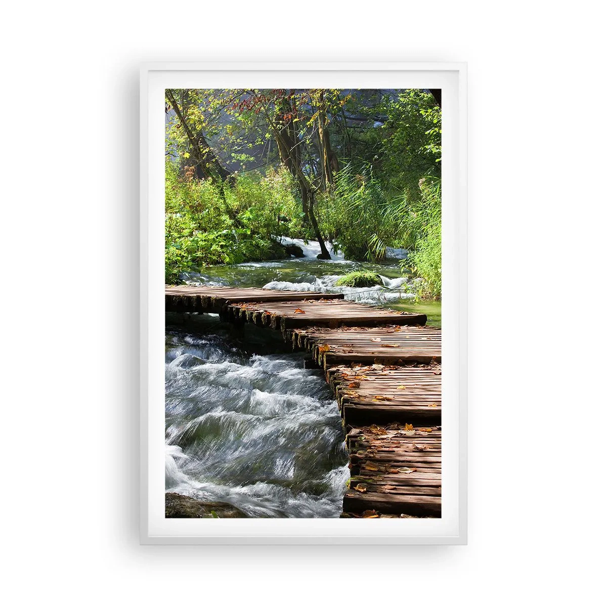 Poster in white frmae - By the Foamy Cascade - 61x91 cm