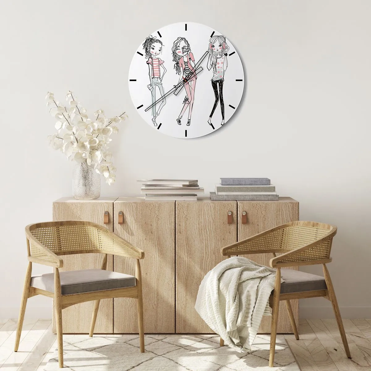 Wall clock - Clock on glass - There Will Be Fun - 40x40 cm