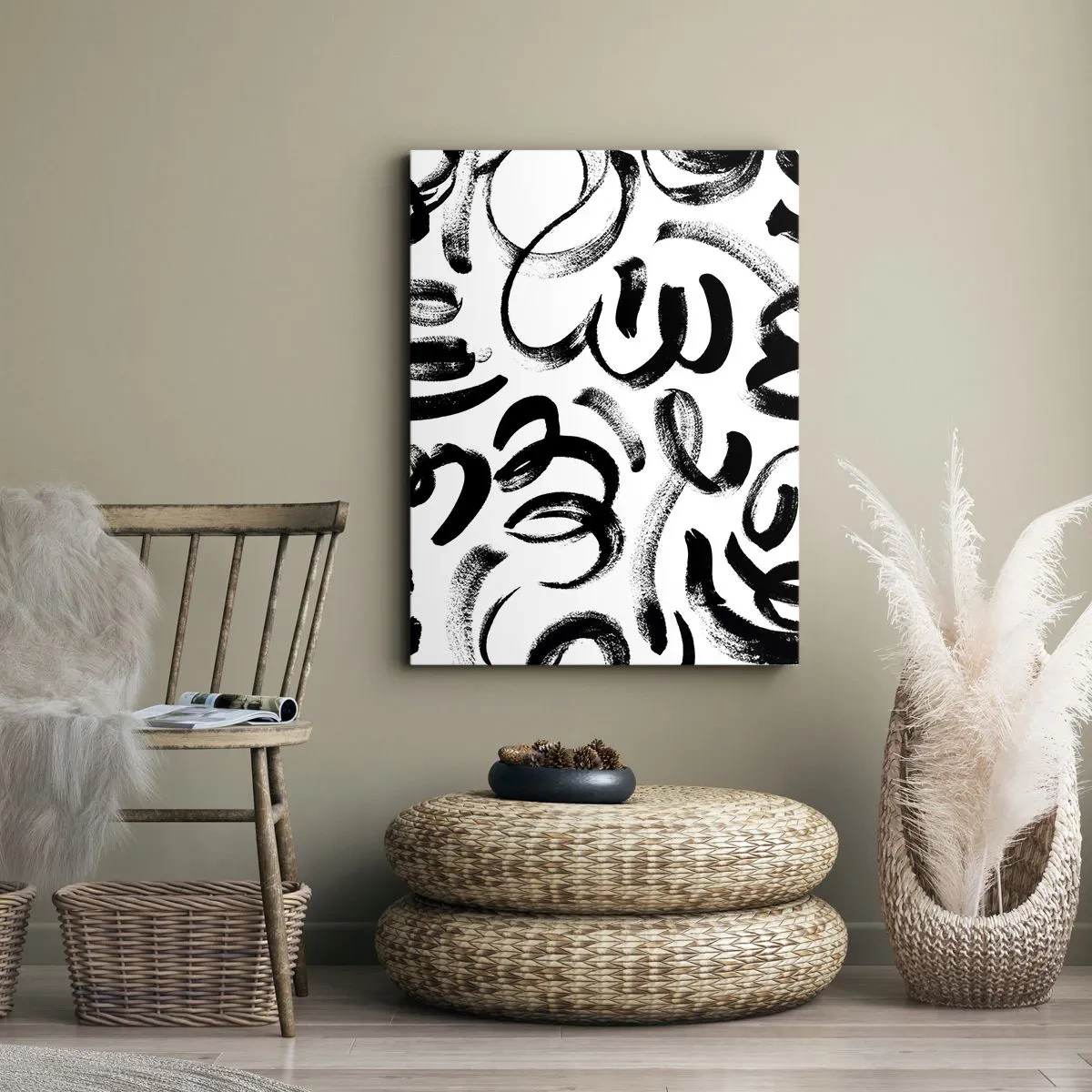 Canvas picture - Black on White - 70x100 cm