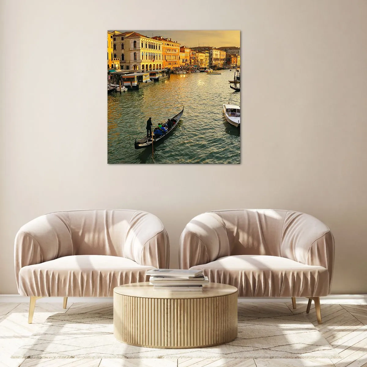 Glass picture - On the Sunny side of a Street - 50x50 cm