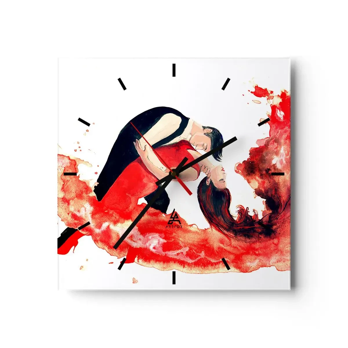 Wall clock - Clock on glass - Tango - Sensual Wave - 30x30 cm