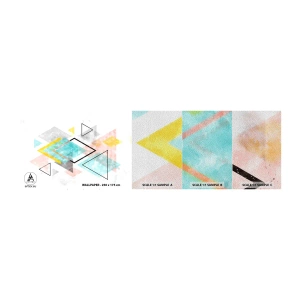 Photo Wallpaper Sample Premium Sand - Geometric Play - Bright, Triangles, Minimalism - 100x30 cm