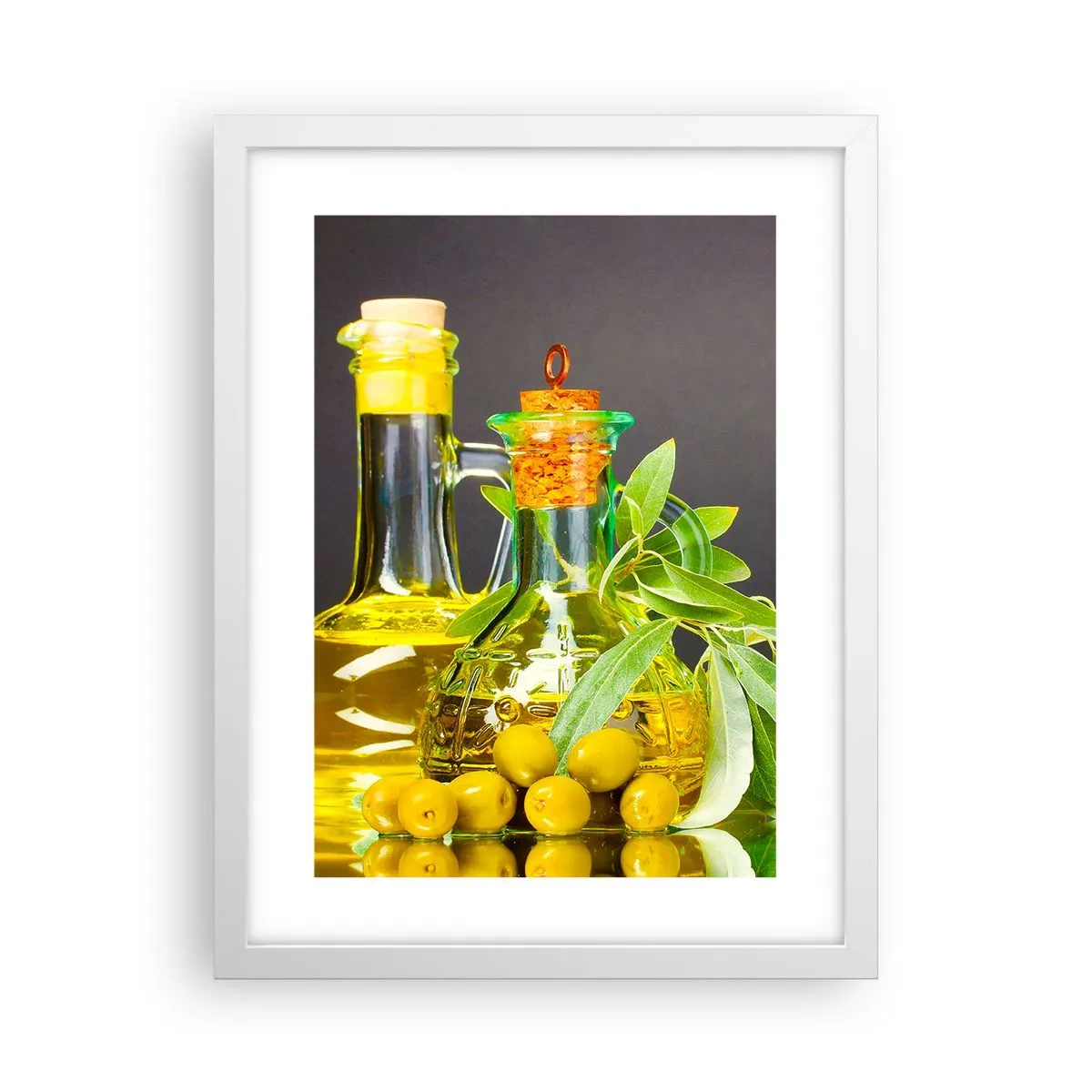 Poster in white frmae - Still Life with Olives and Olive Oil - 30x40 cm