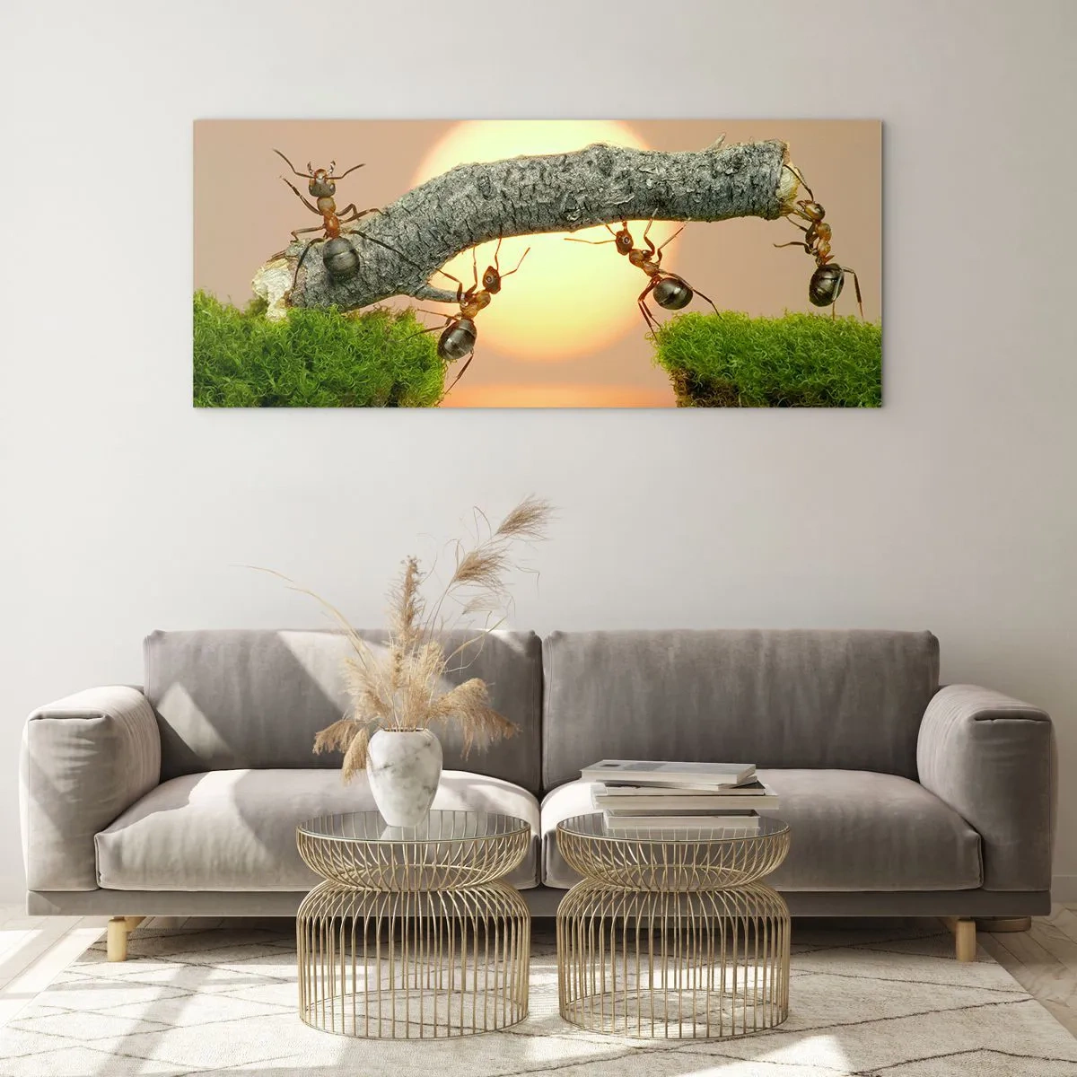 Glass picture - Joyful, Mutual Work - 140x50 cm