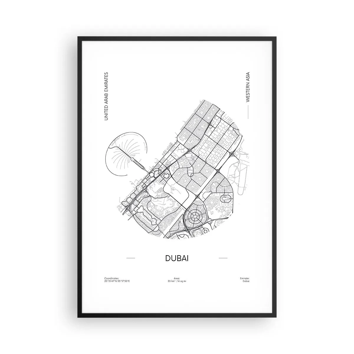 Poster in black frame - Anatomy of Dubai - 70x100 cm
