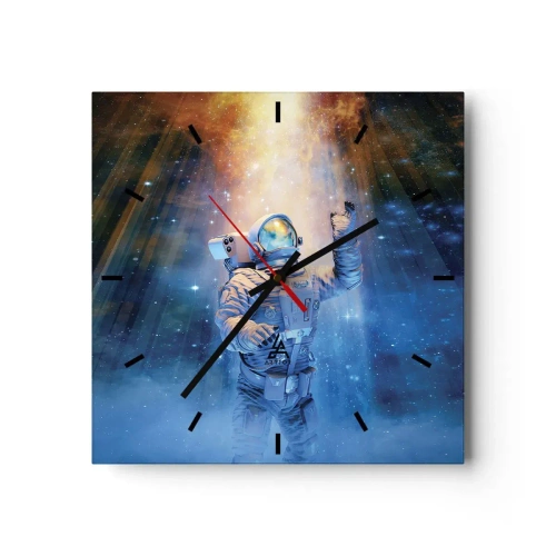 Wall clock - Clock on glass - Finally at the Destination - 40x40 cm
