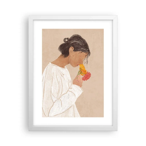 Poster in white frmae - Girl and Flowers - 30x40 cm