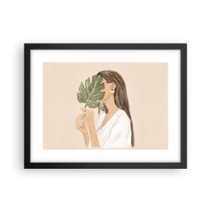 Poster in black frame - Mysterious Portrait with a Fan - 40x30 cm