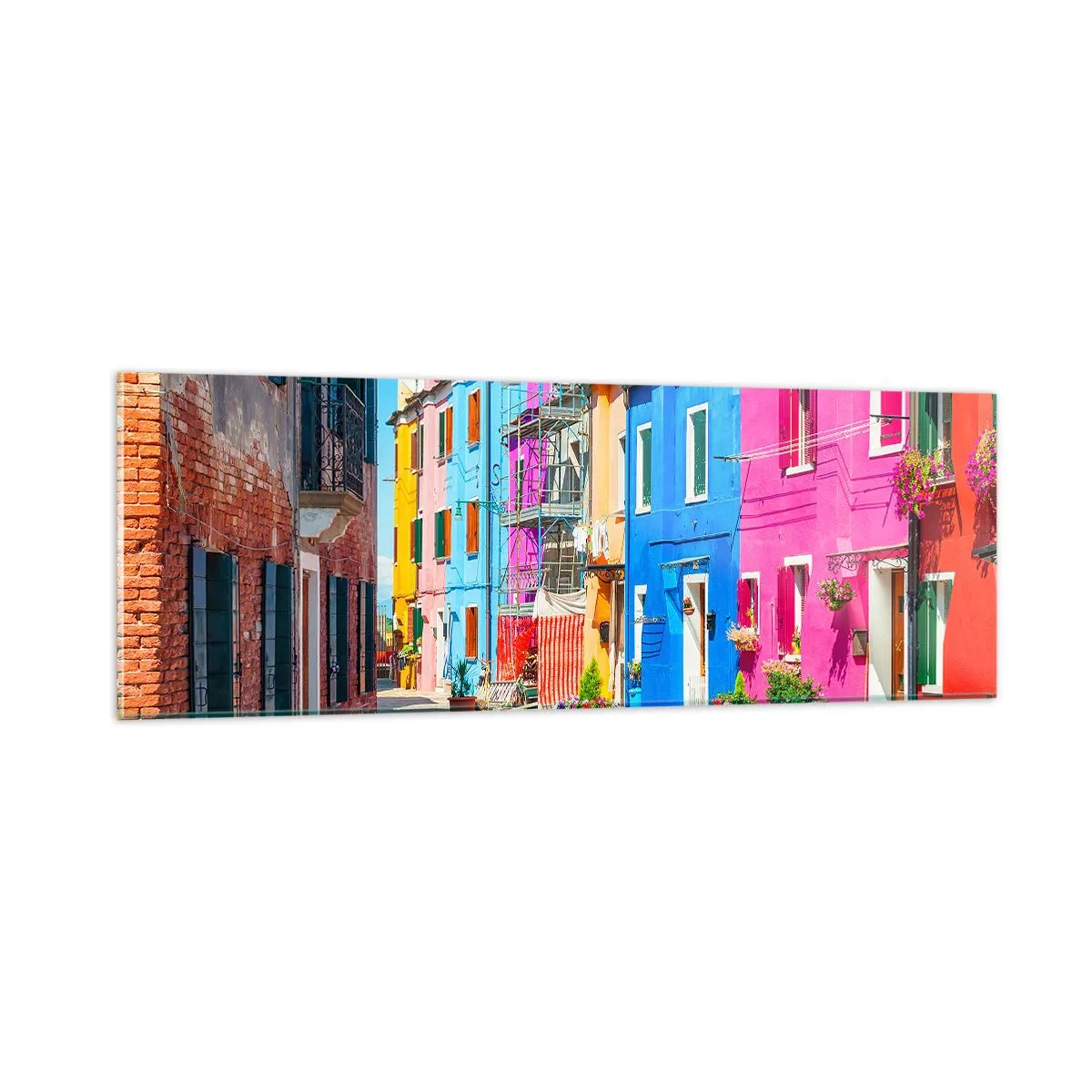 Glass picture - Town Bursting with Colours - 90x30 cm