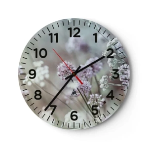 Wall clock - Clock on glass - Sweet Filigrees of Herbs - 40x40 cm