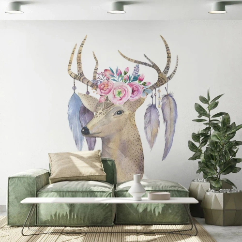 Self-Adhesive Photo Wallpaper Deluxe Sticker - Guide of the Soul - Gentle, Innocent - Abstraction, Animals, Deer - 450x315 cm
