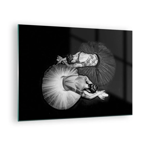 Glass picture - Two ballerinas in a resting pose wearing black and white tutus - 70x50cm - Yin and Yang - Ideal Balance - Modern wall decoration for the living room and bedroom ARTTOR