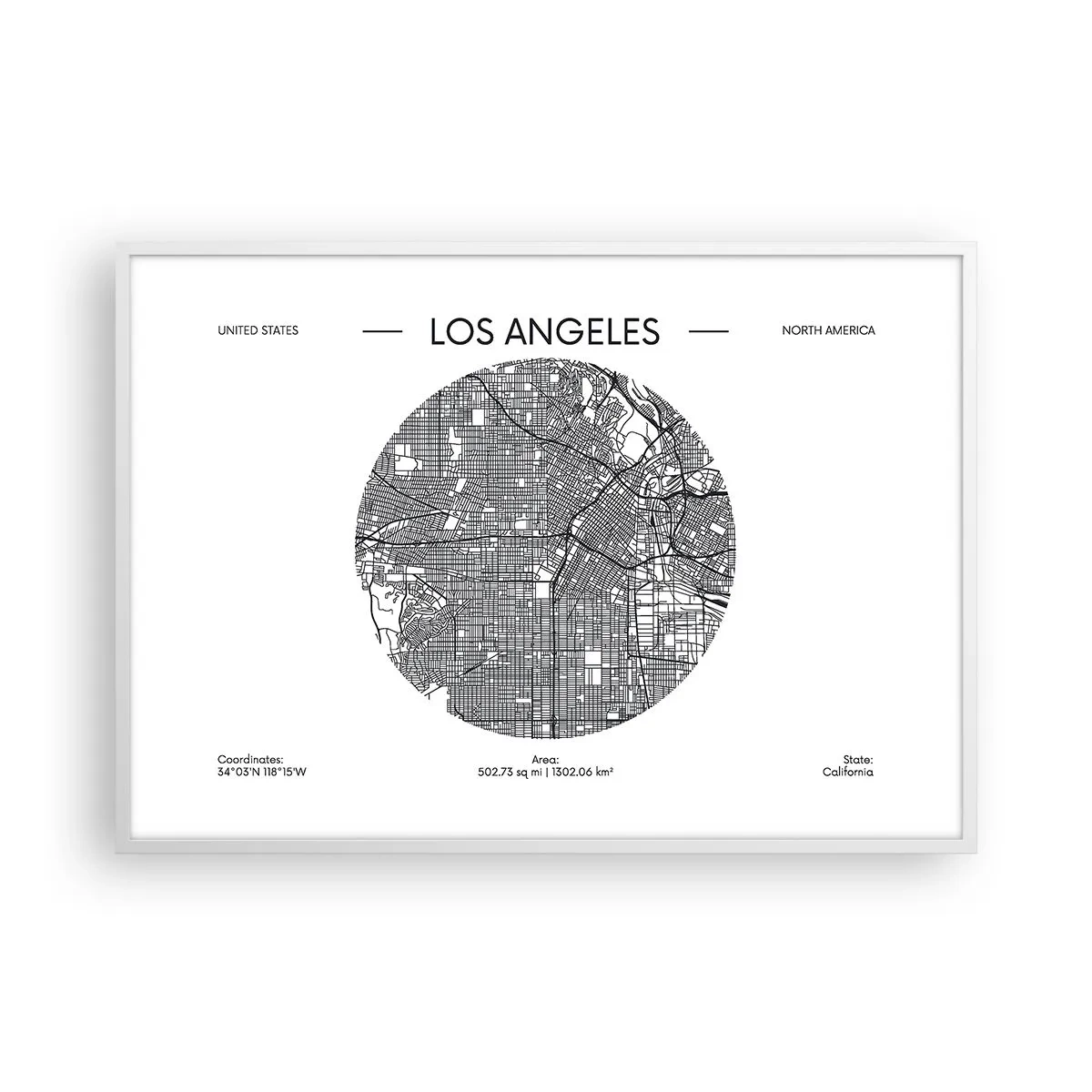 Poster in white frmae - Anatomy of Los Angeles - 100x70 cm