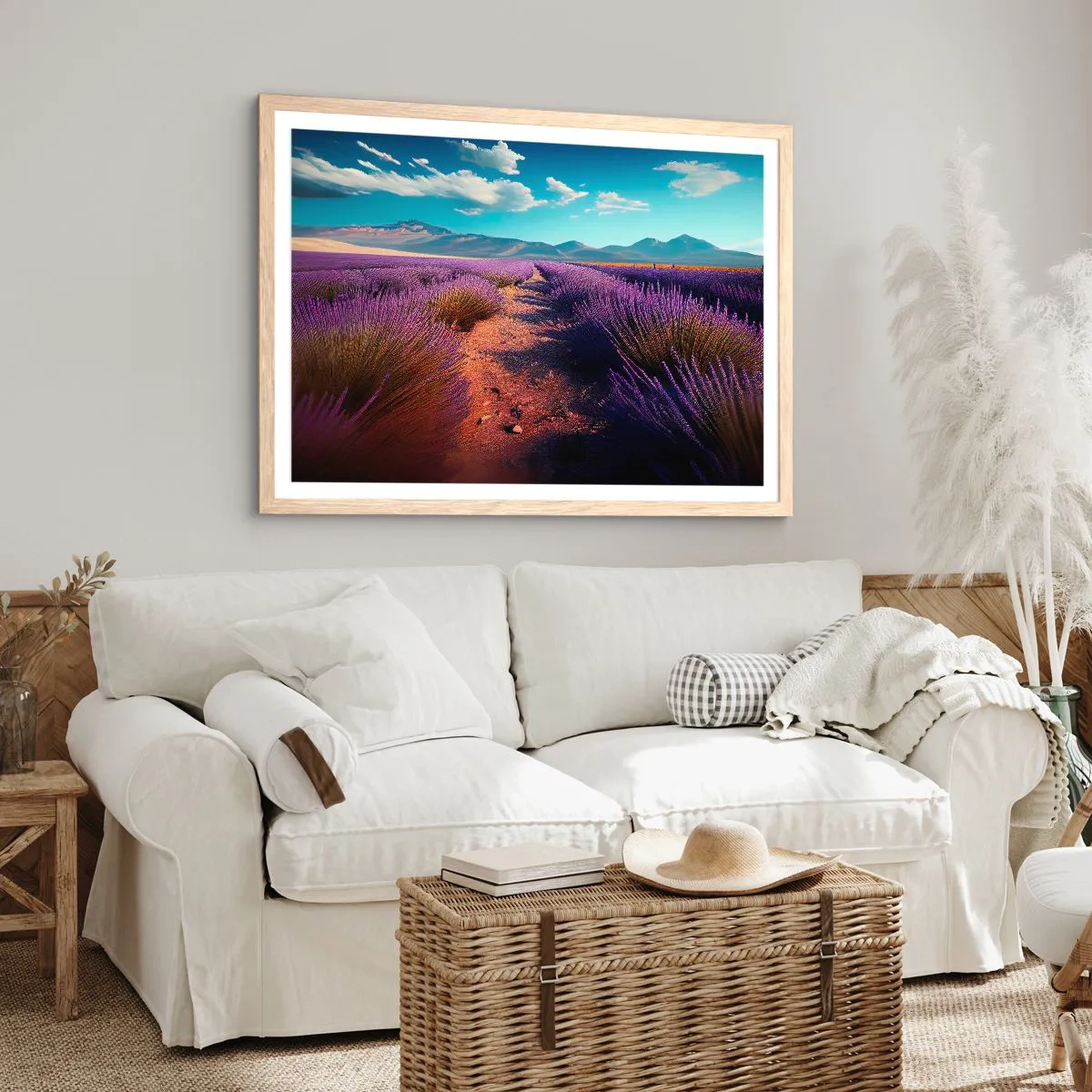Poster in light oak frame - Fragrant Fields - 100x70 cm