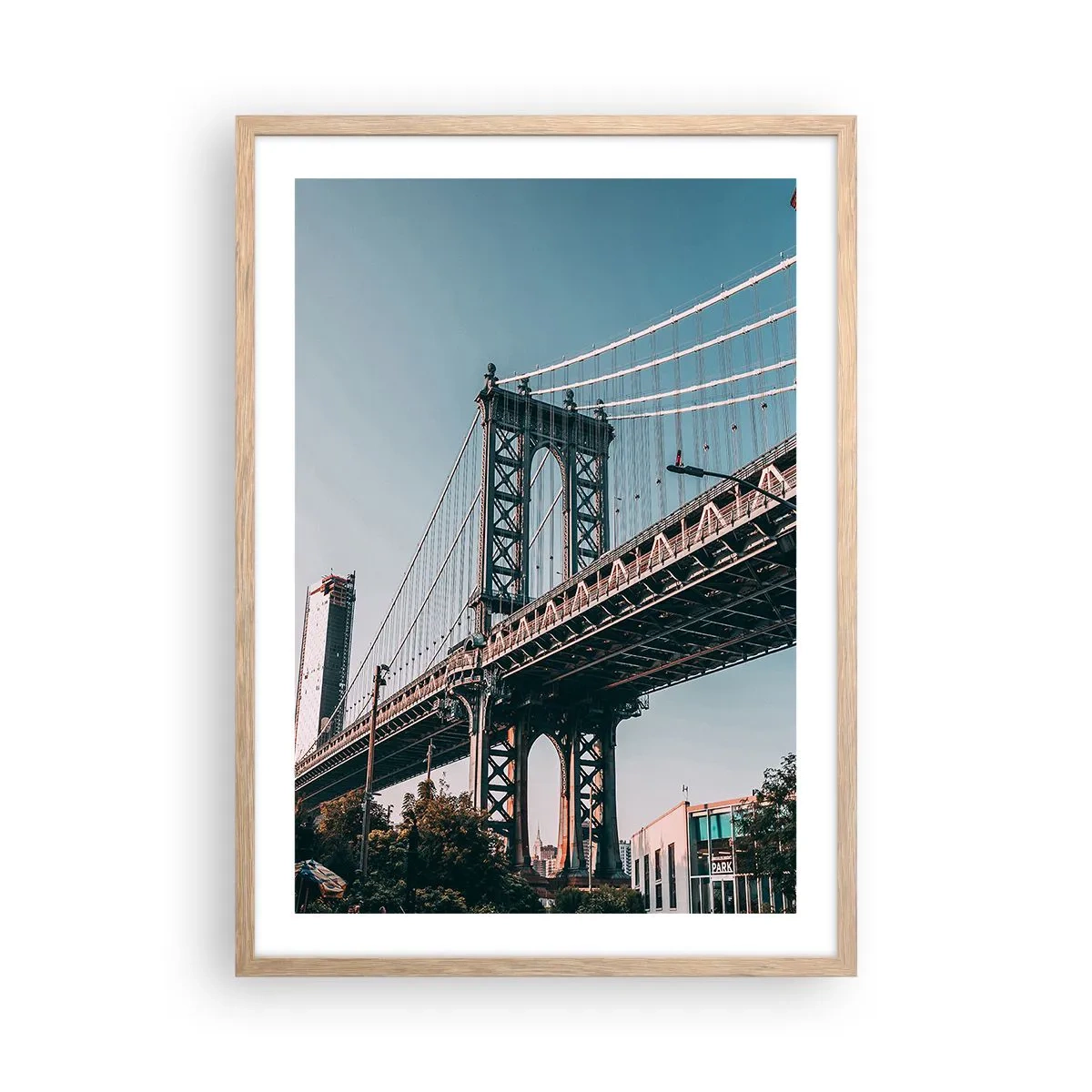Poster in light oak frame - Over the City Waves - 50x70 cm