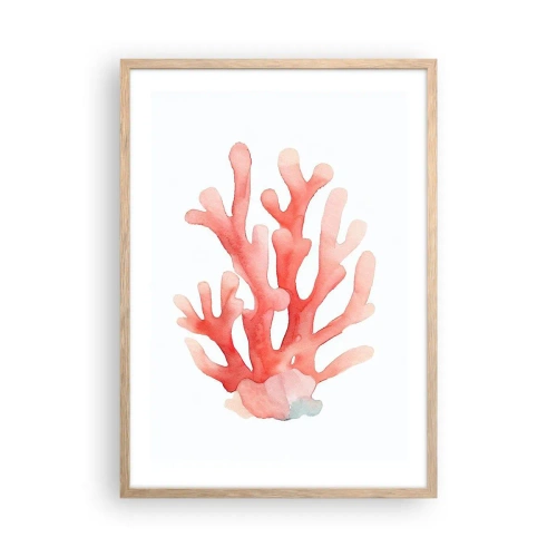 Poster in light oak frame - Coral Colour Colars - 50x70 cm