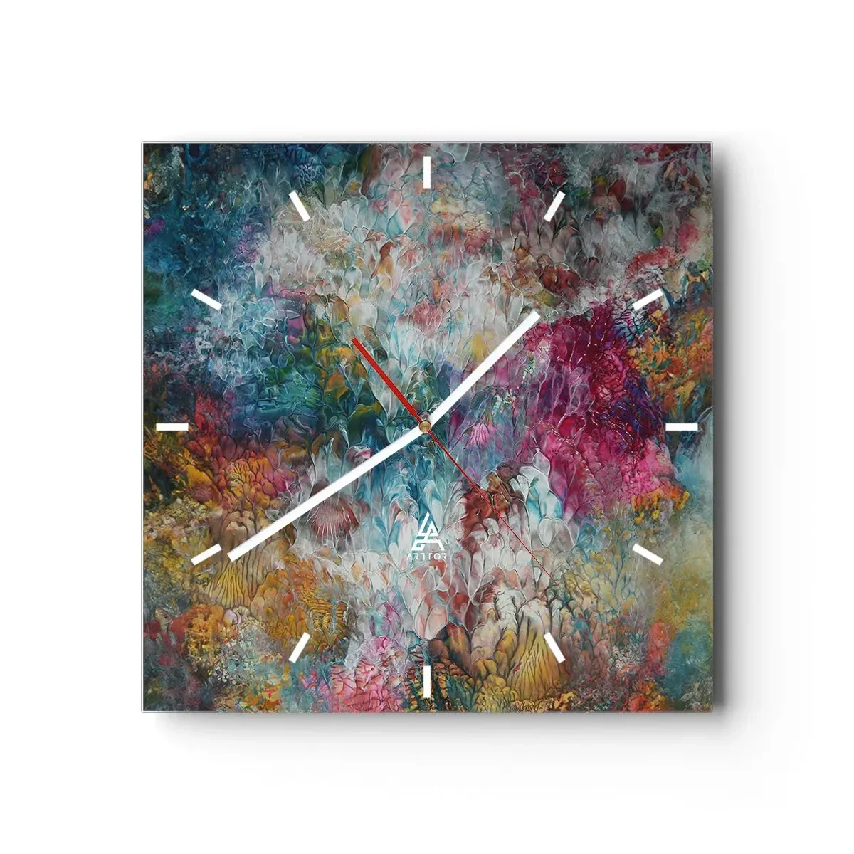 Wall clock - Clock on glass - In Full Bloom - 30x30 cm