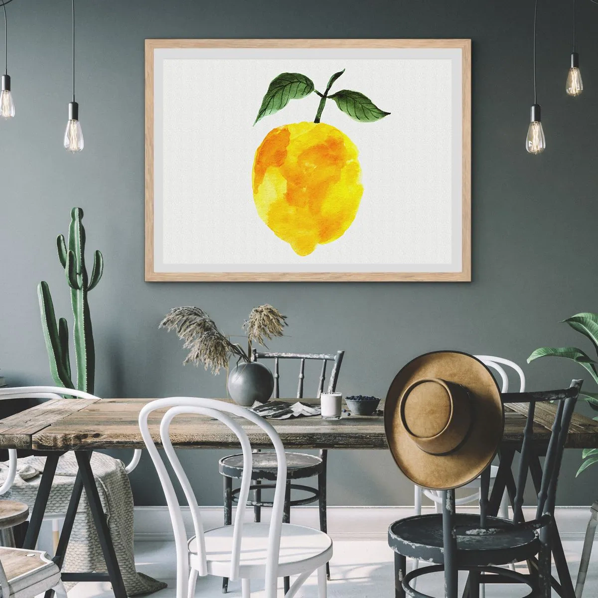 Poster in light oak frame - How to Get the Taste of the Sun - 100x70 cm