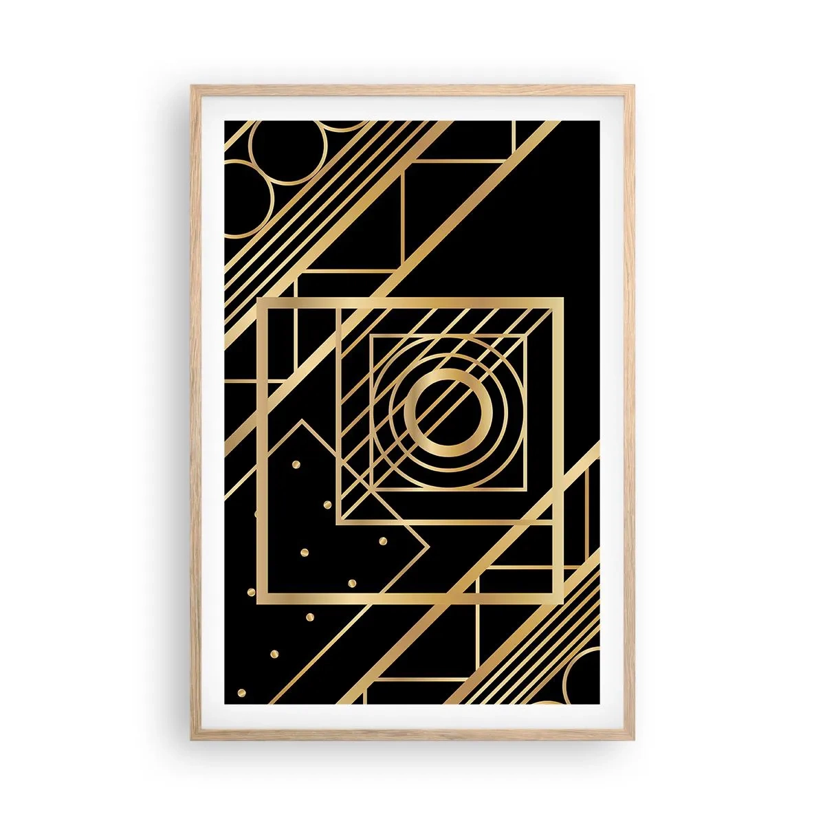 Poster in light oak frame - Golden Geometry - 61x91 cm
