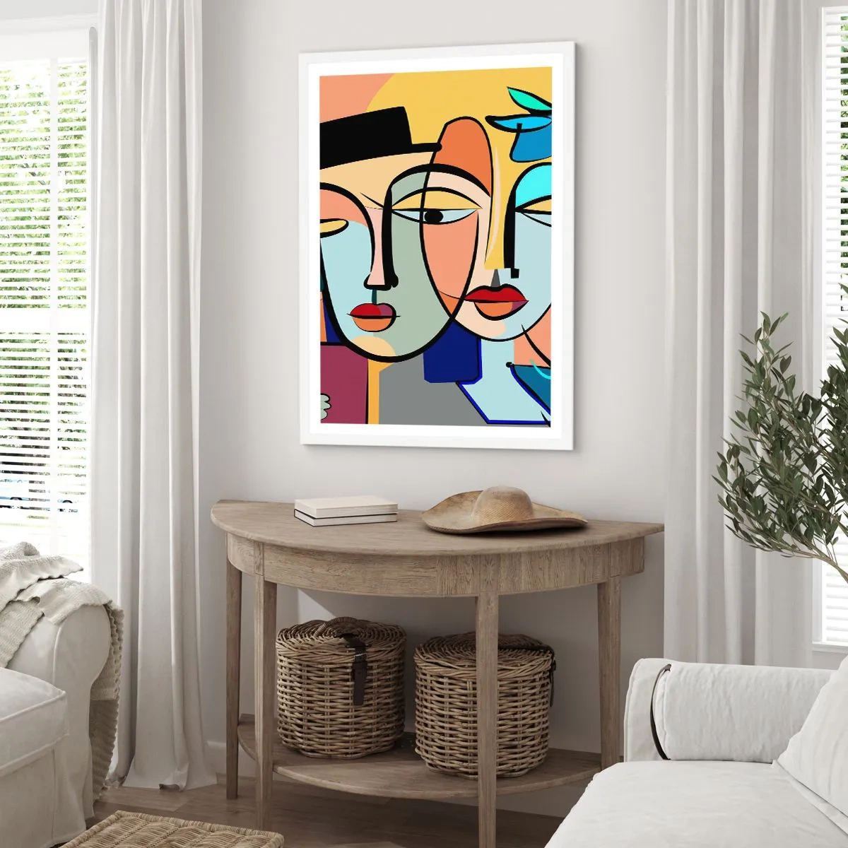 Poster in white frmae - Rendez-vous Picasso Style - 61x91 cm