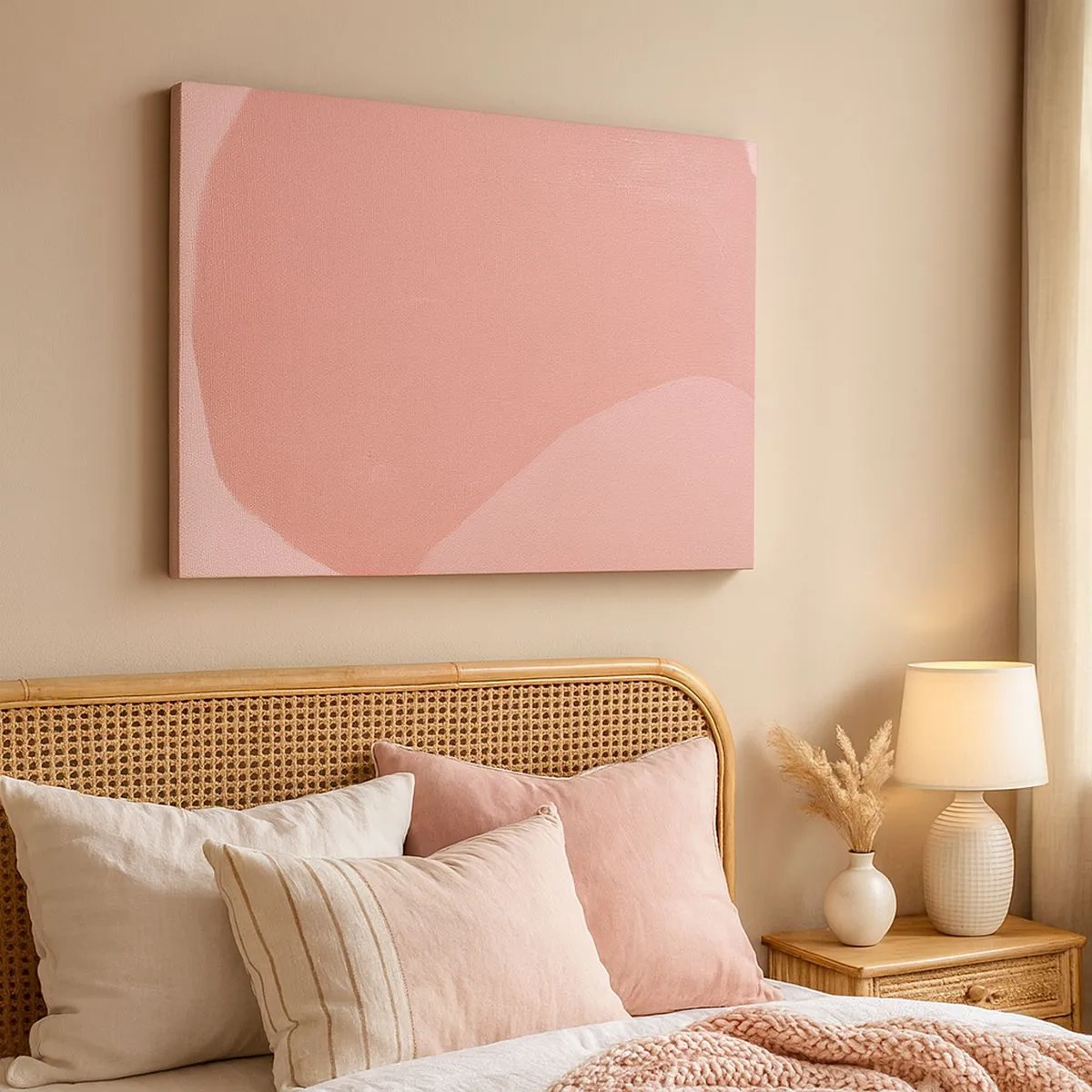 Canvas picture - Delicate abstraction in shades of pink, organic forms and minimalism - 70x50cm - Organic Composition In Pink - Modern wall decoration for the living room and bedroom ARTTOR