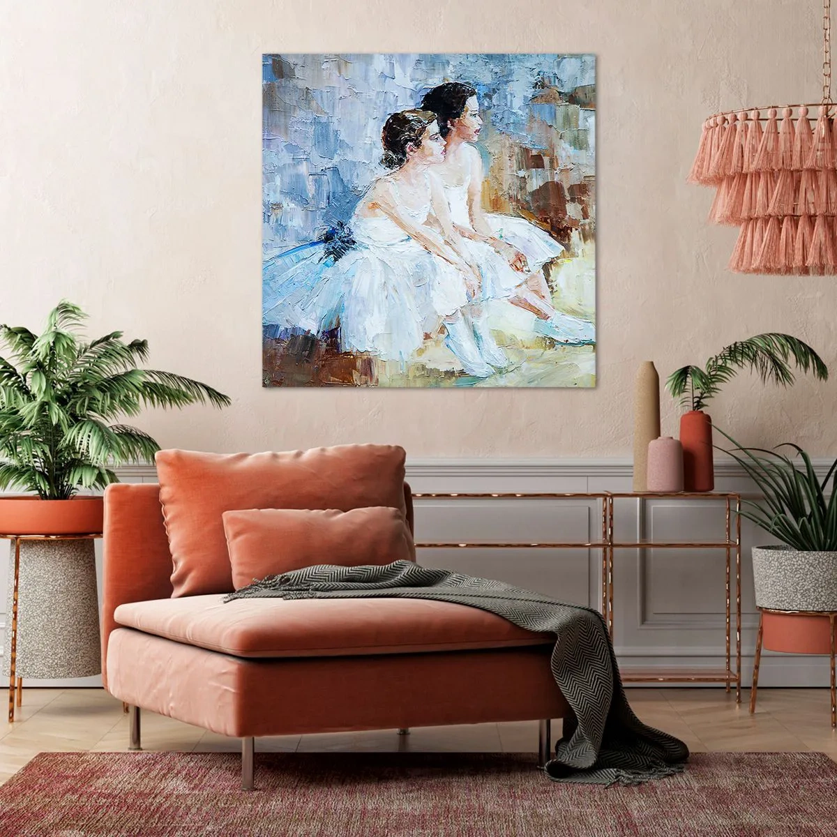 Canvas picture - Young Swans Resting - 60x60 cm