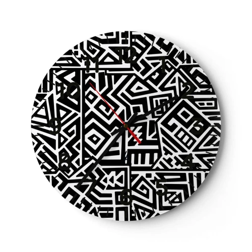 Wall clock - Clock on glass - Precolumbian Composition - 40x40 cm