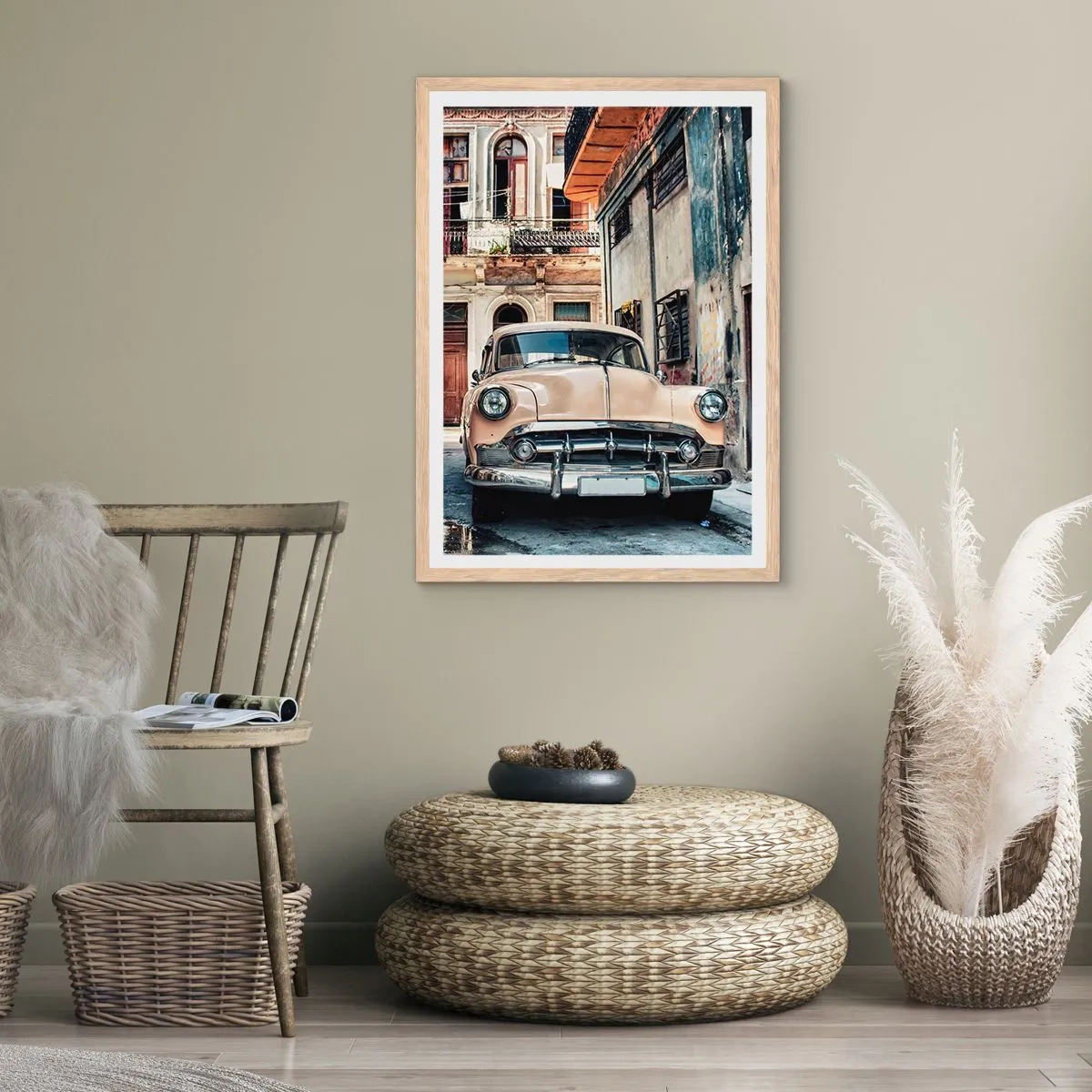 Poster in light oak frame - Siesta in Havana - 40x50 cm