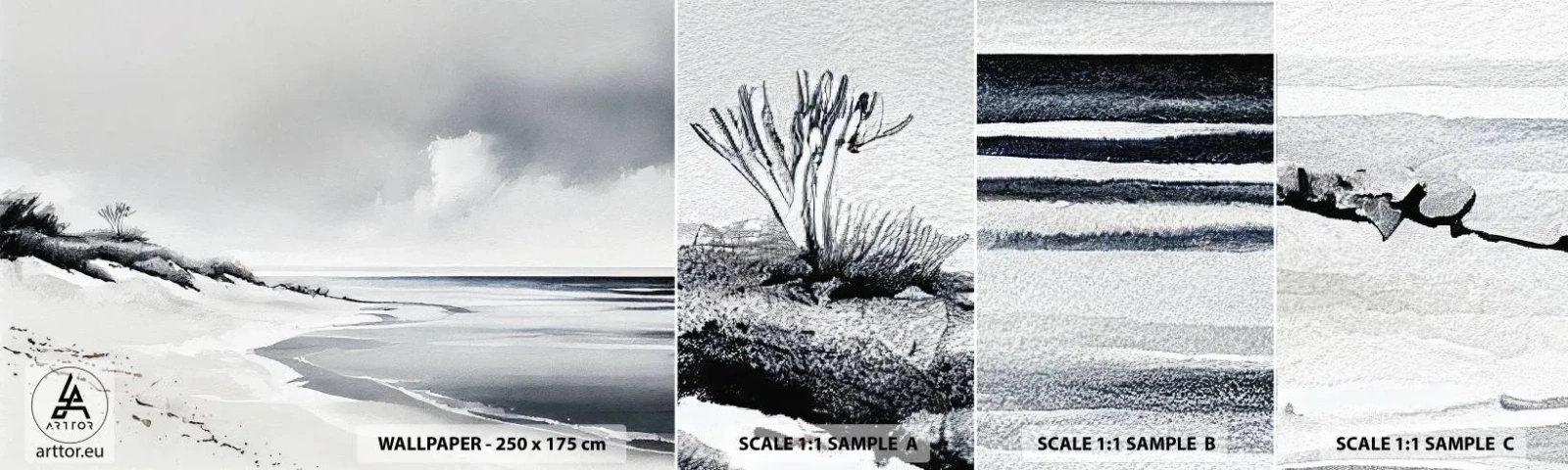 Photo Wallpaper Sample Self-Adhesive Deluxe Sticker - Always Together - Dunes, Beach, Ocean - 100x30 cm