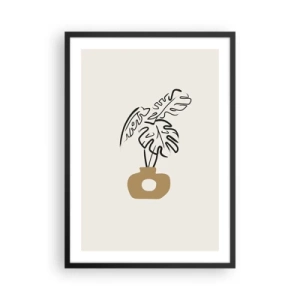 Poster in black frame - A minimalist drawing of a monstera in a vase - 50x70cm - Monstera - House Decoration - Modern wall decoration for the living room and bedroom ARTTOR