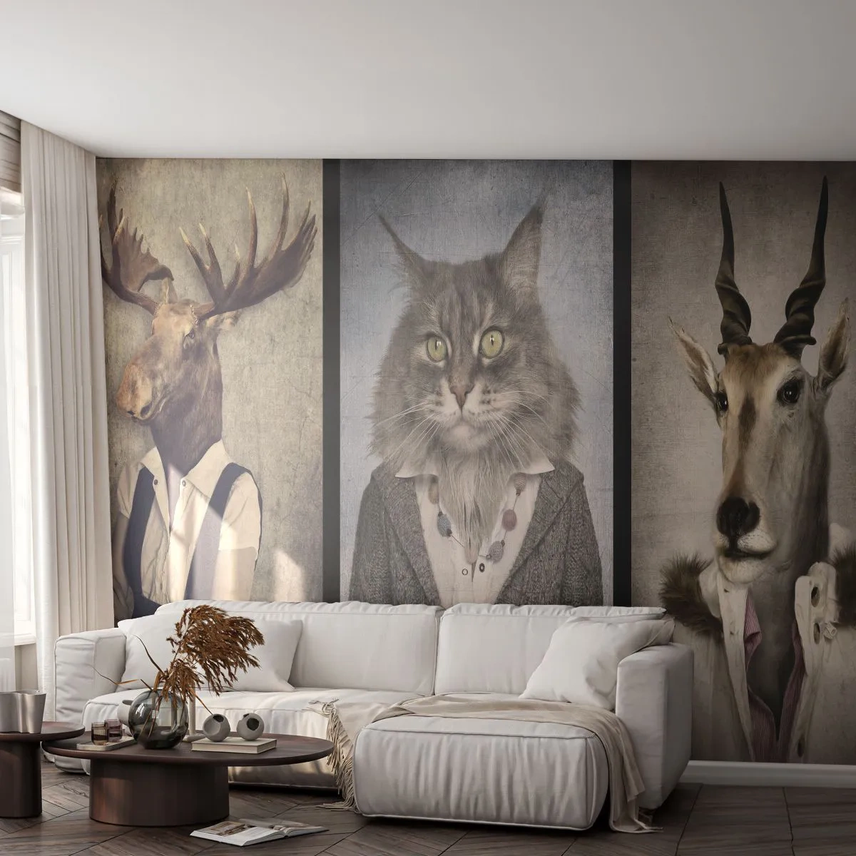 Photo Wallpaper Premium Canvas - Furcoats Are in Vogue Again - Abstraction, Fantasy, Moose - 100x70 cm