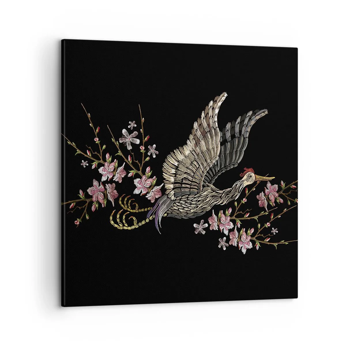 Canvas picture - Exotic, Embroidered Bird - 50x50 cm