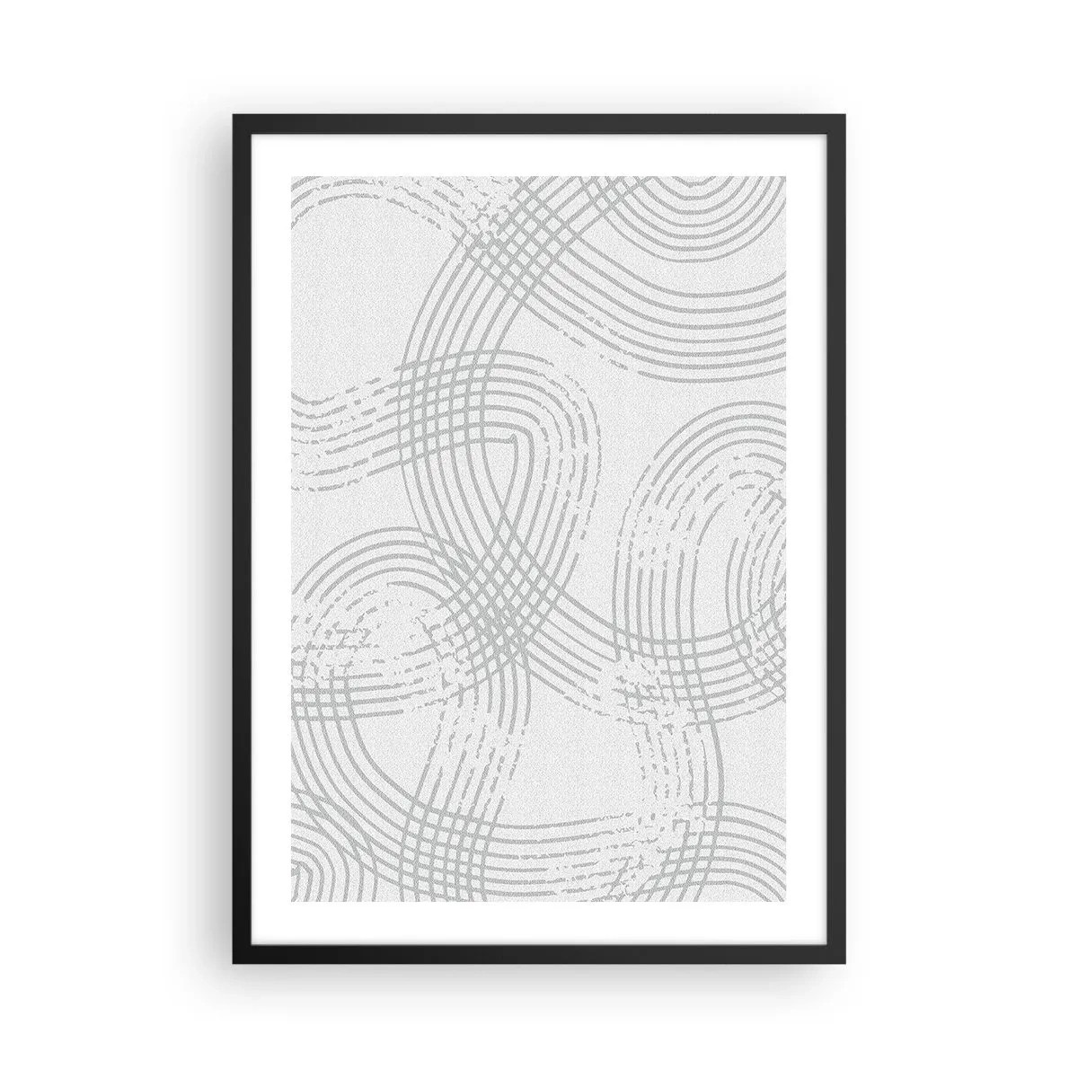 Poster in black frame - A minimalist composition of abstract lines on a light background. - 50x70cm - No Straight Line - Modern wall decoration for the living room and bedroom ARTTOR