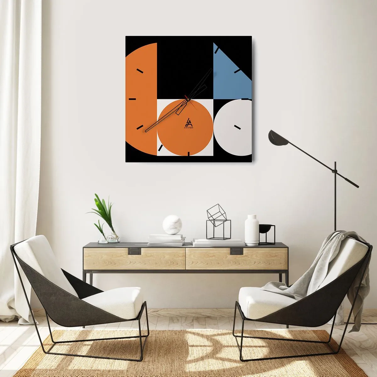 Wall clock - Clock on glass - Figure System - 30x30 cm