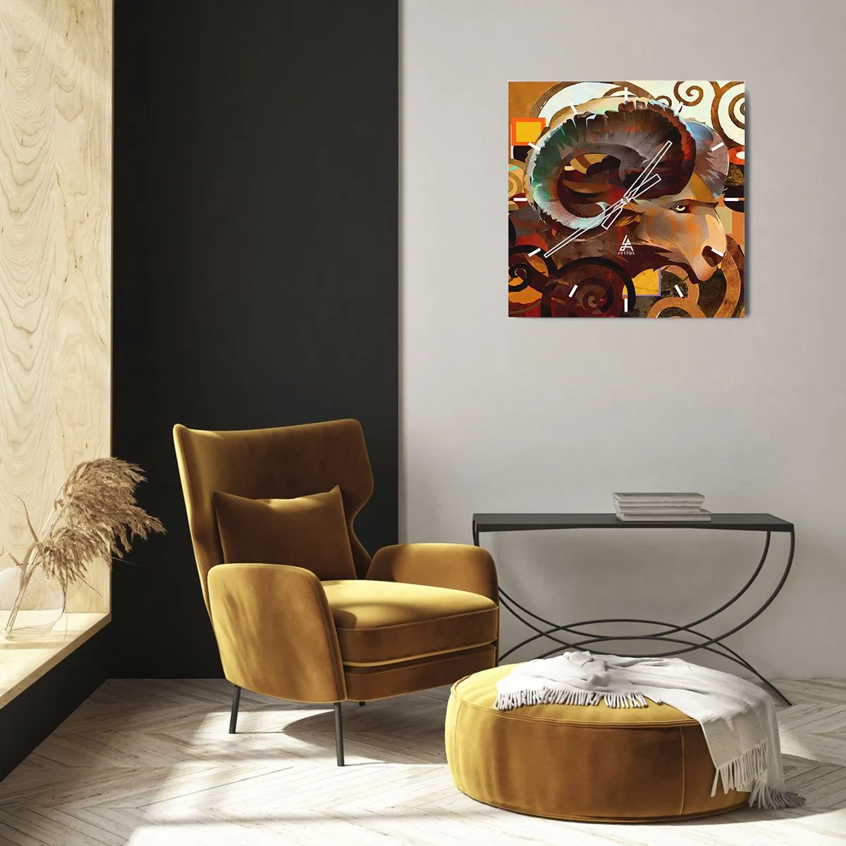 Wall clock - Clock on glass - Magic - Religions - Rituals - 40x40 cm