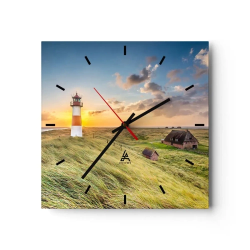 Wall clock - Clock on glass - Between Waves - 30x30 cm