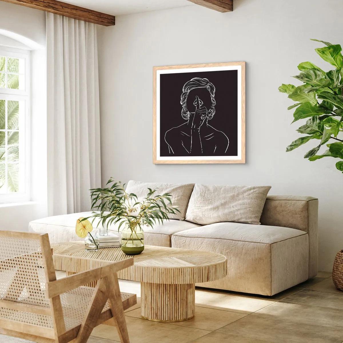 Poster in light oak frame - Beauty Blossoms in Soul - 40x40 cm