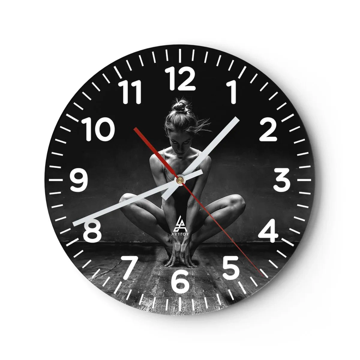 Wall clock - Clock on glass - Concentration of Dancing Energy - 40x40 cm
